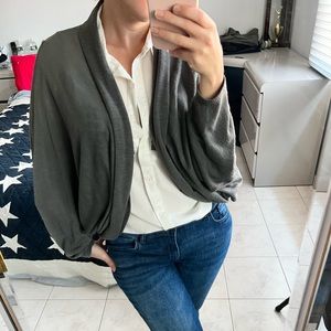 Grey shrug with lace inset!